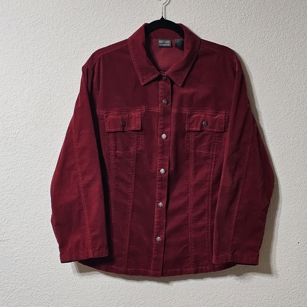 Additions By Chicos Jacket Womens 3 Button Up Long Sleeve w Pockets Corduroy - Picture 6 of 6